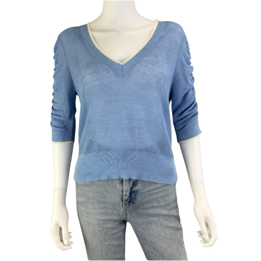 VERONICA BEARD NWT Blue Linen Saville Sweater Size M O0670